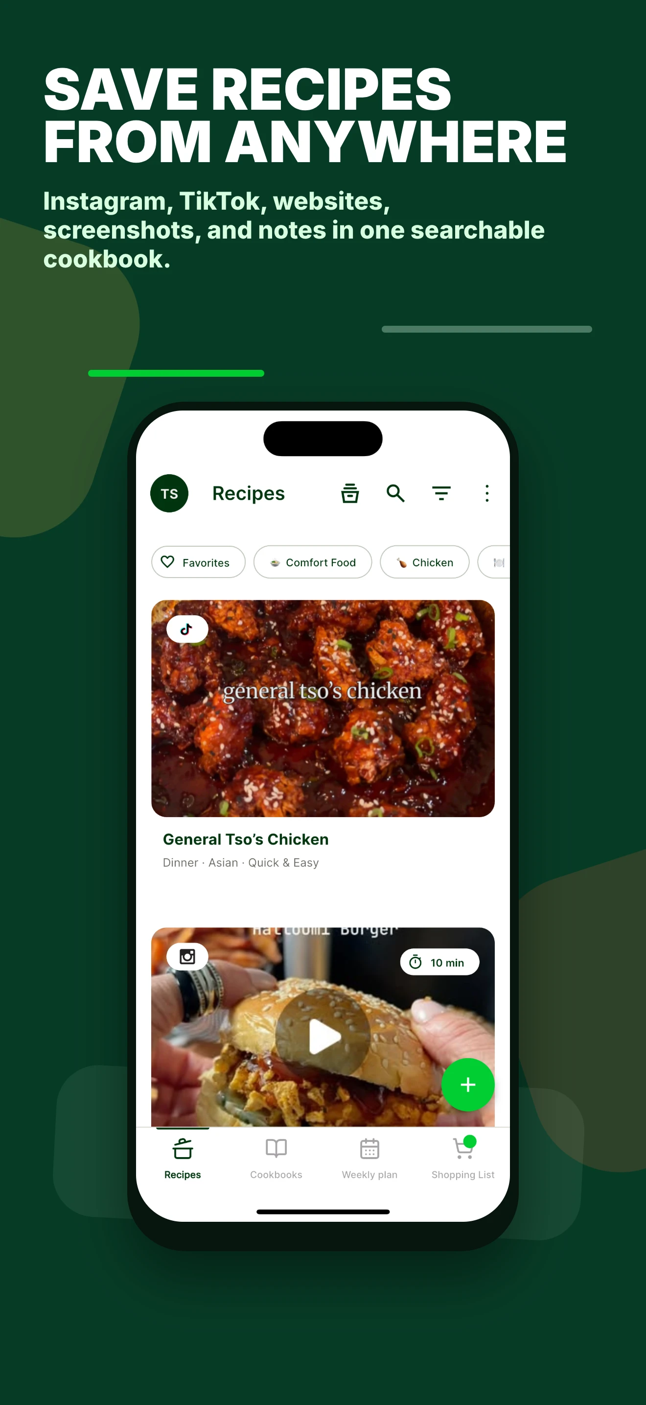 TasteBuddy saves recipes from social media, websites, screenshots, and notes